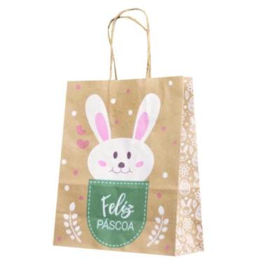 Imagem de Kit 10 Sacola De Papel Kraft Páscoa Pocket P 17,5x8,5x21,5cm - Generic