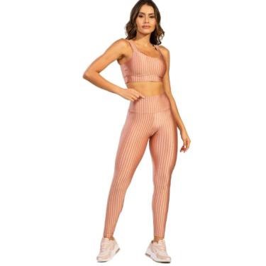 Imagem de Conjunto Top e Calça New Zig 3D Fitness Bella Fiore Alta Compressão Academia Treino Moda Feminina-Feminino