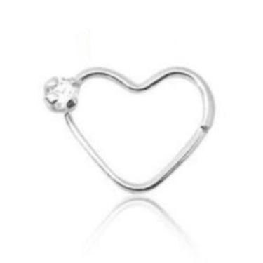 Imagem de Piercing Coração 8mm Prata 925 Zircônia - Helix - Daith  - MPJoias