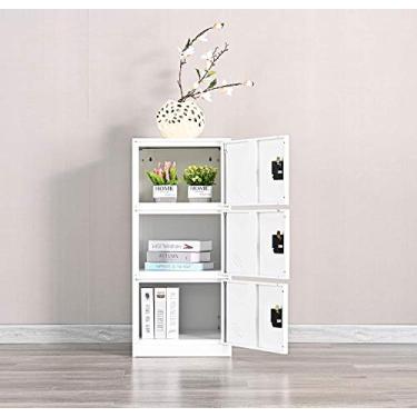 Imagem de Organizador de armário de metal com trava digital com cadeado e prateleira, tamanho pequeno para crianças e academia (P3V, totalmente branco)