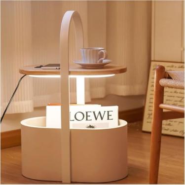 Imagem de Mesa de cabeceira inteligente, mesa de cabeceira com estação de carregamento, carregamento sem fio, mesa lateral, quarto, com armazenamento, luzes LED ajustáveis e porta de carregamento USB, cinza,