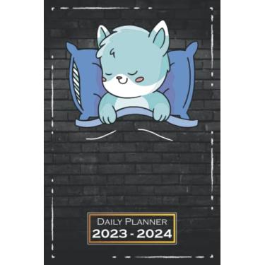 Imagem de Daily Planner 2023-2024: Cat, Animal | 6x9 inches | From Sunday to Saturday | Softcover | One Week on a Double Page | with Monthly Overview | Pet | qx1