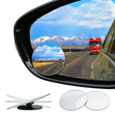 Imagem de Espelho de ponto cego LIBERRWAY sem moldura espelho grande angular ajustável redondo HD vidro convexo retrovisor giratório 360° para carro SUV e caminhões adesivos no design do carro espelhos de ponto