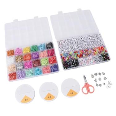 Imagem de Kit de Contas de Letras de 24 Cores para Confecção de Pulseiras Iend Com Pingente e Elástico St - Kit de Fabricação de Joias de Miçangas DIY e Contas de Aposta, para Pulseiras,