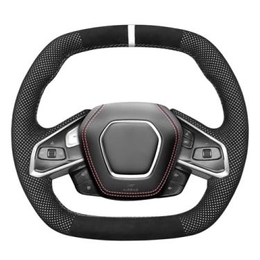 Imagem de MEWANT Capa de volante personalizada costurada à mão para Chevrolet (Chevy) Corvette C8 2020-2024 Acessórios de volante para Chevrolet