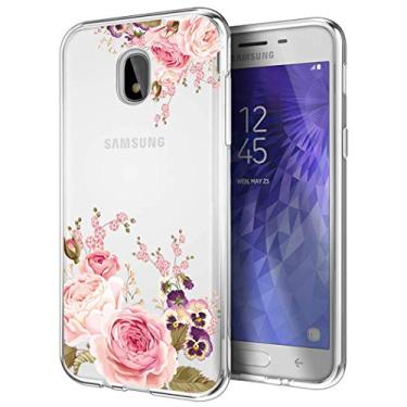 Imagem de Ueokeird Capa para Galaxy J7 Refine/Capa J7 2018/Capa J7 Star/J7 V 2ª geração/J7 Aero Case, Slim à prova de choque com estampa floral transparente macia flexível TPU traseira para celular para Samsung