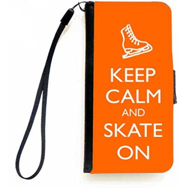 Imagem de Rikki Knight Capa carteira flip Keep Calm and Skate On cor laranja com aba magnética para Apple iPhone 5c