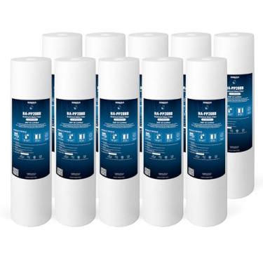 Imagem de Filtros de água de substituição de sedimentos grandes, cartuchos de 5 mícrons de 4,5" x 20" bem combinados com 155358-43, 2PP20BB1M, AP810-2, FPMB-BB5-20, FP25B, P5-20BB, SDC-45-2005 (pacote com 10, 50,8 cm)