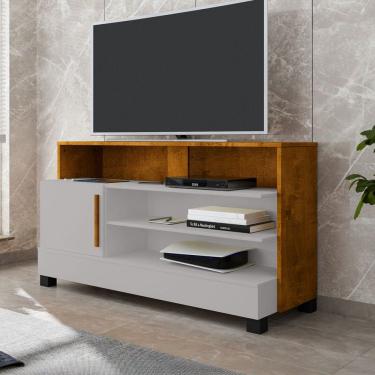 Imagem de Rack para TV Até 48 Polegadas Pipa 1 Porta Off White/Naturallle - Móveis Bechara