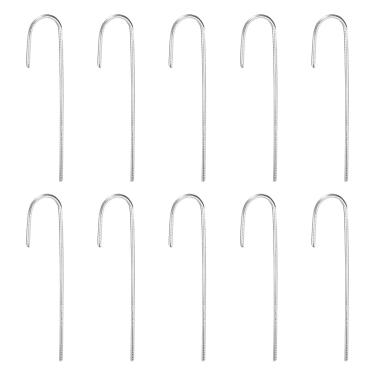 Imagem de HARFINGTON 10 peças de estacas de chão de jardim 1/10.2 cm J gancho barraca estacas de metal âncoras pinos com ponta de cinzel para tendas, jardins, acampamentos, gramados, piqueniques ao ar livre