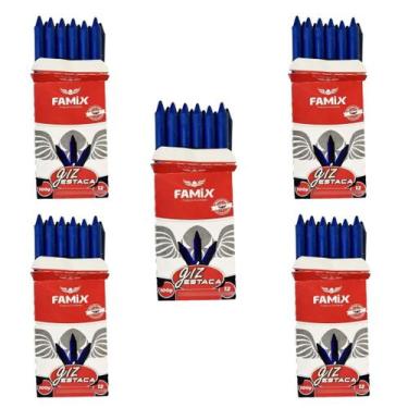 Imagem de Kit Lápis Giz Estaca 5 Caixa Com 12un Cada Azul - Famix