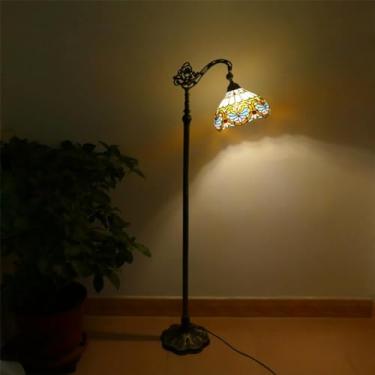 Imagem de Lâmpada de assoalho LED retrô americano Criatividade luxuosa europeia Sala de estar Quarto de estudo Villa Hotel Vidro colorido Lâmpada de assoalho de leitura (Estilo 19)