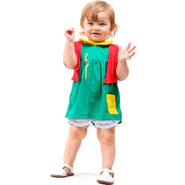 Imagem de Fantasia Bebe Menina pra Carnaval Vestido Chiquinha Clássica de Luxo Completa (P - 1)