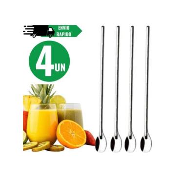 Imagem de Kit Colher Bailarina Aço Inox 30cm Para Sucos e Drinks Colher de longo