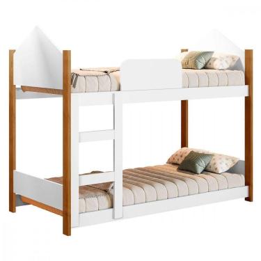 Imagem de Beliche Magia Com Escada Grade De Proteção Gabrielli Móvei Branco Grenat