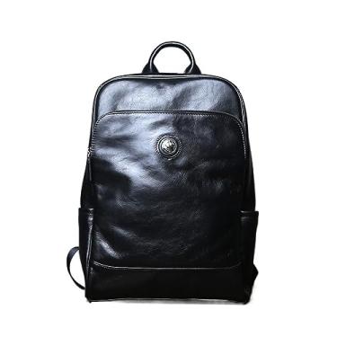 Imagem de Mochila de ombro de couro para homens Vintage casual multifuncional bolsa de viagem de grande capacidade para homens(Black)