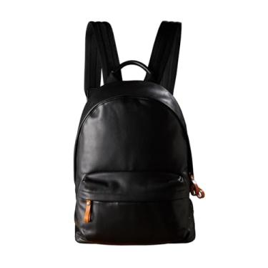 Imagem de Mochila de viagem de couro genuíno para homens moda bolsa de ombro para mulheres casual cowskin bolsa para portátil