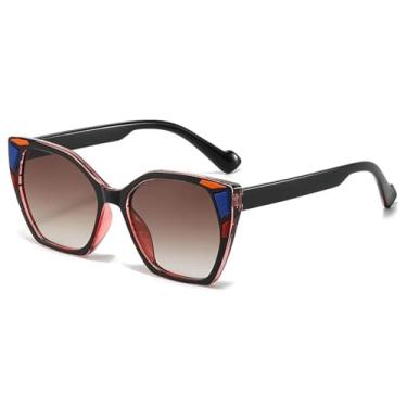 Imagem de Óculos de sol estilo olho de gato, feminino, masculino, gradiente, lente, pc, armação, colorido, uv400 (c5)