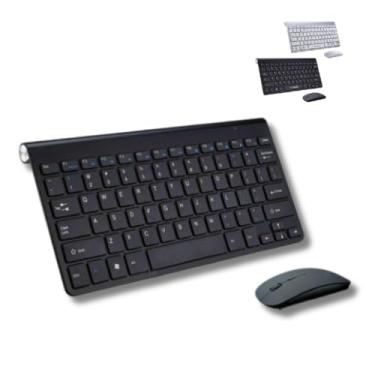 Imagem de Teclado e Mouse Sem Fio Preto Conexão USB Com Designer Compacto e Moderno