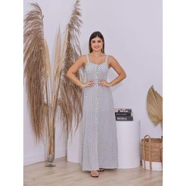 Imagem de Vestido Feminino De Poá Longo Midi de Alça com Botões e Fenda Elegante