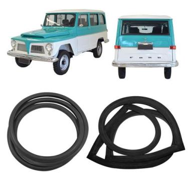 Imagem de Kit Borracha Parabrisa Vigia Vidro Traseiro Rural Willys - Supercenter