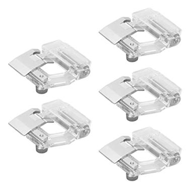 Imagem de Calcador, 5 peças, pé de fita de viés portátil com largura ajustável, pé de aço inoxidável, pé de encadernação de viés multifunções, fita de viés para máquina