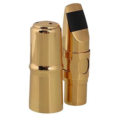 Imagem de Yibuy Bocal de saxofone soprano plano B em latão dourado nº 6 com palheta de ligadura