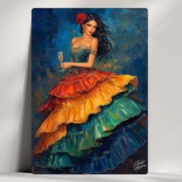 Imagem de Pomba Gira - Quadro Decorativo - As Mais Cultuadas, Arte Expressionista Umbanda/Candomblé - 28x20cm (Pomba Gira 07 Saias)