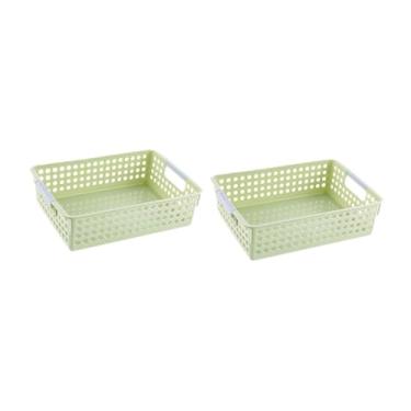 Imagem de ＫＬＫＣＭＳ 2pcs tabletop armazenamento cesto de brinquedo Organizador de brinquedos Bin portátil Bins de armazenamento em casa Sundries Contêiner de, Verde