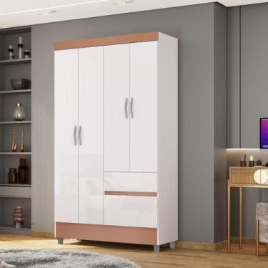 Imagem de Guarda-Roupa Ideal Plus 4 Portas 2 Gavetas Branco/Camarim - Vila Rica