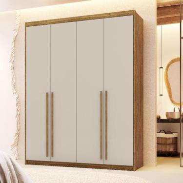 Imagem de Guarda-Roupa 4 Portas 3 Gavetas Dubai Nature/Fendi 100% MDF - Vila Ric