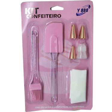 Imagem de Kit Confeiteiro COntendo 1 Saco 3 Bicos De Metal 1 Pincel 1 Pão Duro