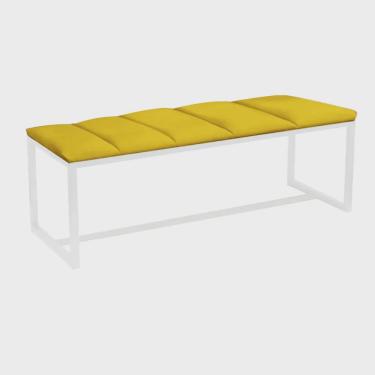 Imagem de Recamier Industrial Carla 90cm Solteiro Quarto Box Cama Ferro Branco Sintético Amarelo - Ahz Móveis