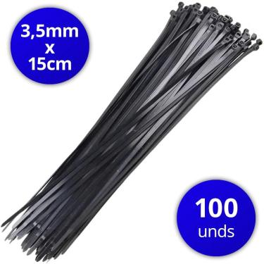 Imagem de Cinta Braçadeira Nylon Enforca Gato 15cm - 200 Unid. Preta