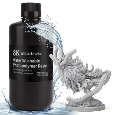 Imagem de Resina 3D ELEGOO 8K Lavável com Água - 1000g (Fumaça Branca)