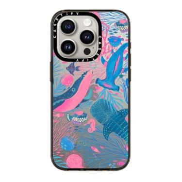 Imagem de CASETiFY Capa compacta para iPhone 15 Pro [2X testada contra quedas de grau militar/proteção contra quedas de 1,2 metros] - sob o mar - preto transparente