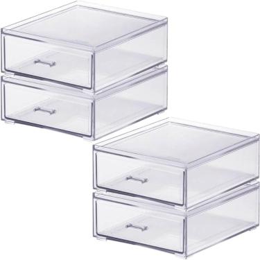 Imagem de Kit 2 Gavetas Organizadoras Dupla Acrílico Porta Joias Esmaltes Maquiagens Cinquetti
