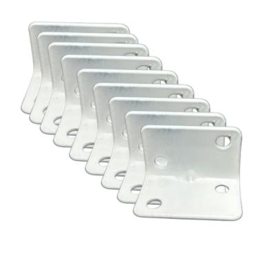 Imagem de Kit 10 Cantoneiras de Fixação 4 Furos Branco – Aço para Móveis, Prateleiras e Marcenaria