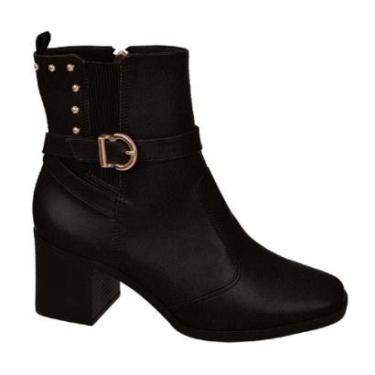 Imagem de Bota Bebecê Feminina T6230-623 Cano Curto Salto Bloco Fivela Lateral Elástico-Feminino
