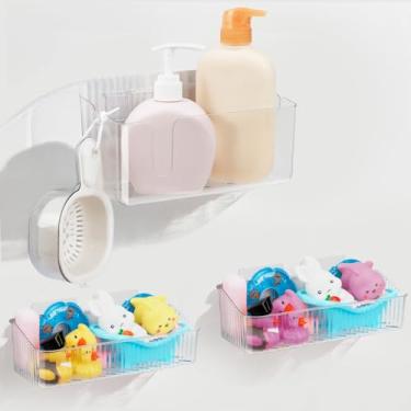 Imagem de COAZEX Pacote com 4 brinquedos de plástico para banheira – organizador de brinquedos de banho com colher, organizador de brinquedos para banheira transparente para crianças e bebês