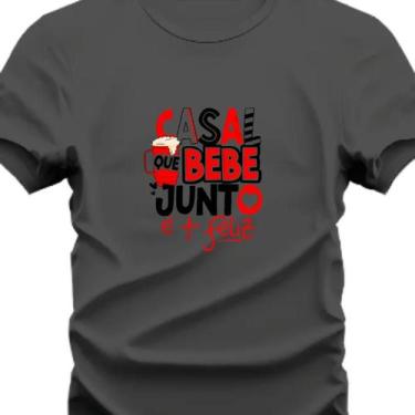 Imagem de Camiseta Peronalizada Casal Que BeBe Junto Vive Feliz - Hs, Chumbo, GG