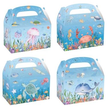 Imagem de Pacote com 24 caixas de presente de papel submarino, lindos animais do oceano, chá de bebê, sacos de doces, caixas de papel para decoração de artigos de festa com tema submarino