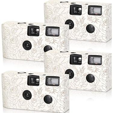 Imagem de Zhengmy Pacote com 4 câmeras descartáveis para casamento, câmera de uso único de 34 mm com flash único para reunião de aniversário de casamento, festa de viagem (estilo fresco, filme preto e branco)