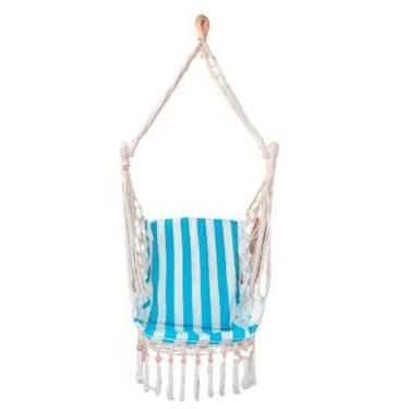 Imagem de Cadeira De Balanço De Bolinha - Azul Claro Com Listra Cru