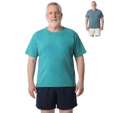 Imagem de Kit 2 Camisas Masculina Manga Curta Plus Size Malha Fria - Genérica, A