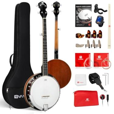 Imagem de Vangoa Kit completo de banjo de 5 cordas, banjos clássicos de corda de nylon de 96 cm com ressonador/aberto nas costas, tambor remo, kit de banjo para iniciantes com 5º afinador, instrumento musical