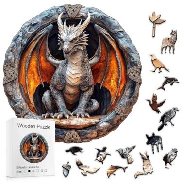 Imagem de Quebra Cabeça de Madeira Dragão Redondo, Wooden Puzzle | Diversão para toda família (A3 - L)