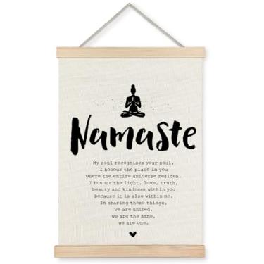 Imagem de Yomisex Pôster de arte de parede Namaste Zen, decoração de sala de meditação Yoga Zen, impressão em tela espiritual Mindfulness, arte de parede emoldurada para decoração de escritório em casa, 30 x 40