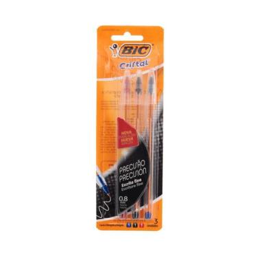Imagem de Caneta Esferográfica Bic Fine Plus 0.8mm Azul e Preto com 3 Unidades, 