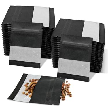 Imagem de Pacote com 100 envelopes pequenos de sementes com janela transparente, envelope de papel kraft preto de 8,9 x 6,89 cm, envelopes resseláveis para guardar sementes para jardim, flores, plantas e